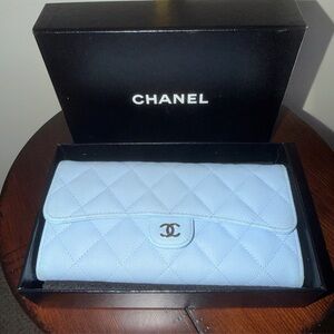 🚫 SOLD 🚫 Chanel Sky Blue Caviar Quilted Wallet